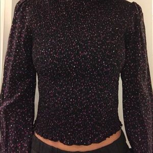 adorable floral mock neck top